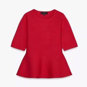 Zara Red Short Sleeve Knit Peplum top Small